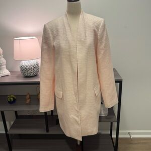 🖤 Calvin Klein Open-Front Textured Tweed Coat – Soft Blush Pink (Size 12)